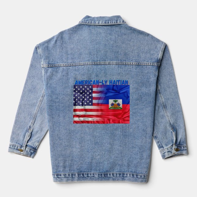 Veste En Jean Jour du drapeau de la fierté haïtienne d'Amérique  (Verso)