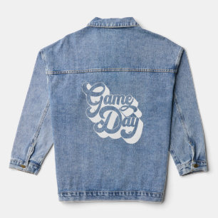 Veste En Jean Jour Vintage Blanc Bleu Sports Football Football