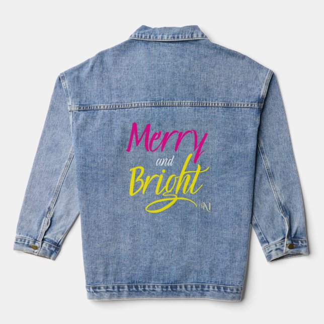Veste en jean : Joyeuse et Lumineuse (rose/jaune) (Verso)