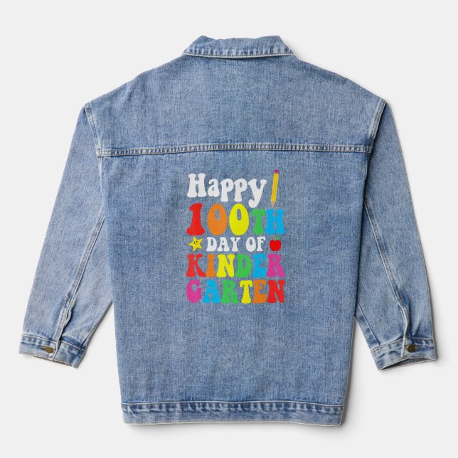 Veste En Jean Joyeux 100e jour de l'école maternelle Enseignant  (Verso)