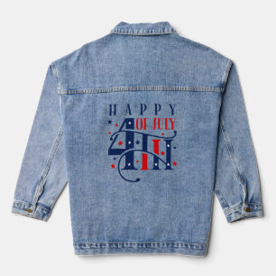 Veste En Jean Joyeux 4 juillet rouge blanc et bleu