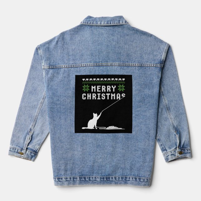 Veste En Jean Joyeux chat de Noël Douille moche (Verso)