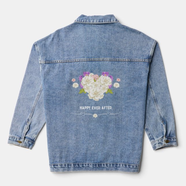 Veste En Jean 🌹 Joyeux Jamais Après Le Coeur Rose Romantique (Verso)