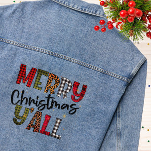 Veste En Jean Joyeux Noël Y'all Tartan Empreinte de léopard mode