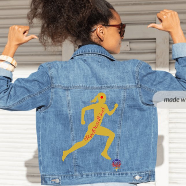 Veste En Jean Joyeux TRAVAILt LE DOT ROUGE DE DIEU CHRÉTIEN (Créateur téléchargé)