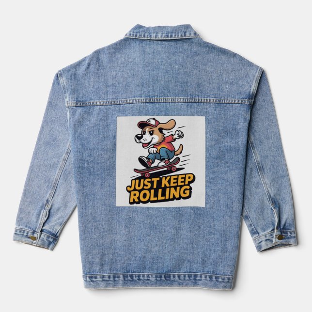 Veste En Jean Just Keep Rolling – Édition Funky Skate Dog (Verso)