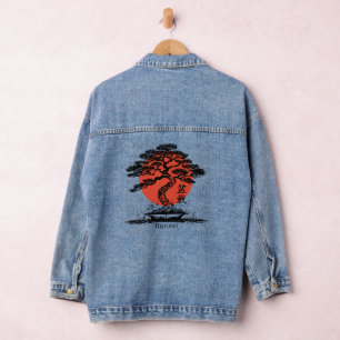Veste En Jean Kanji japonais Bonsai Personnalisé