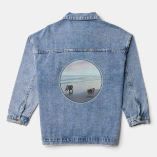 Veste En Jean Keeshonds at the Seashore Peinture Dog Art