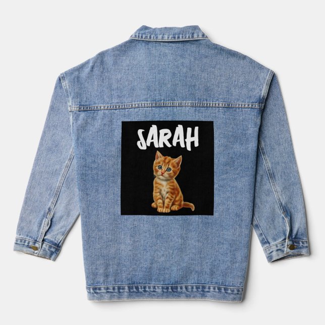 Veste En Jean KITTEN CHAT GINGER PERSONNALISÉ Denim Jean Veste (Verso)