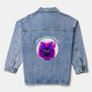 Veste En Jean Kitty Kaleidoscope : Portrait de chat dynamique