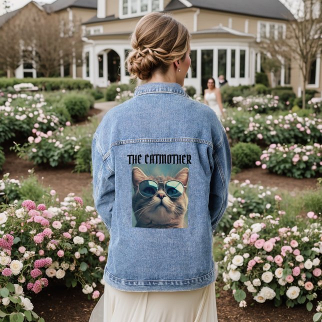Veste En Jean LA CHAT MÈRE chat maman Denim Jean Jacket (Mariage Retour)