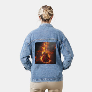 Veste En Jean La guitare électrique de Rockin en feu