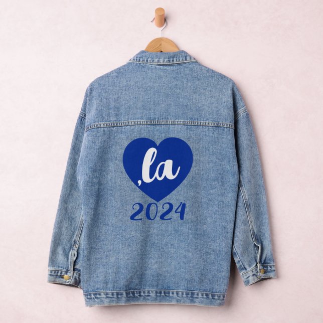 Veste En Jean , la KAMALA coeur 2024 texte de script bleu (Hangar)