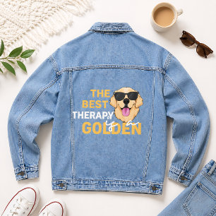 Veste En Jean La meilleure thérapie est un Golden avec des lunet
