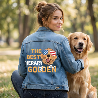 Veste En Jean La meilleure thérapie est un golden retriever – Pa
