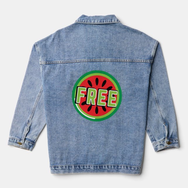 Veste En Jean La pastèque Palestine libre - Liberté pour les Pal (Verso)
