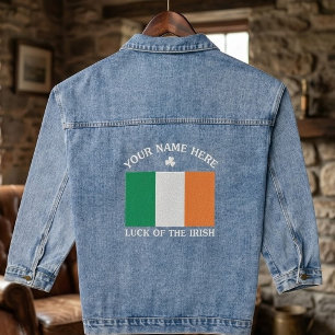 Veste En Jean La Saint-Patrick Drapeau Irlande Nom Personnalisé