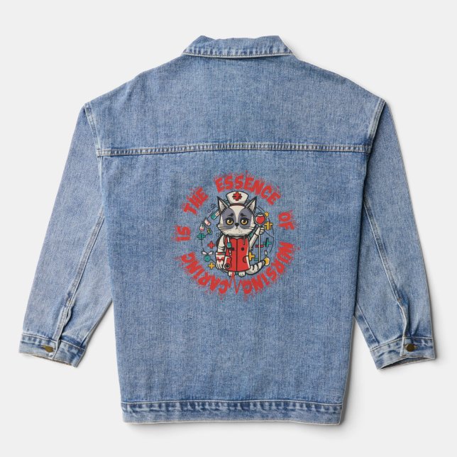 Veste En Jean La Soin Est L'Essence Des Soins Infirmiers (Verso)