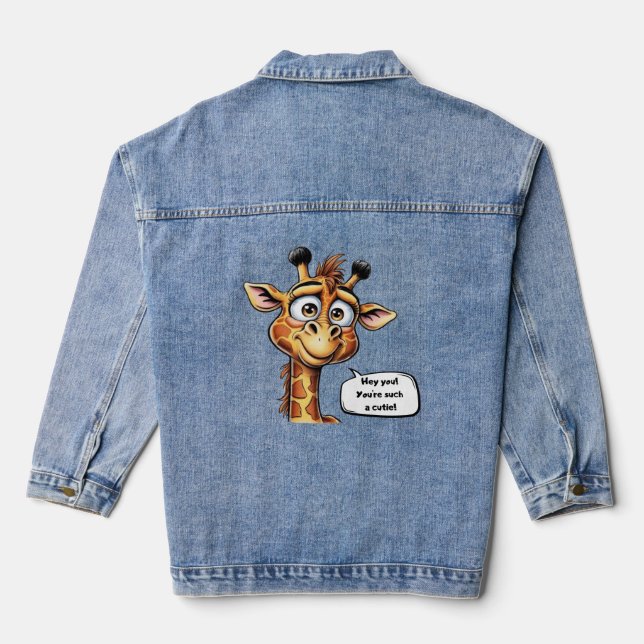 Veste En Jean "L'adorable girafe en action !" (Verso)