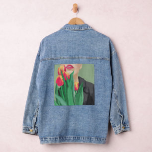 Veste En Jean Lady & Tulip Green & Orange Modern Graphic imprimé