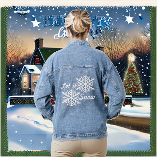 Veste En Jean Laisser Il Neige Hiver Blanche Flammes De Neige Dé