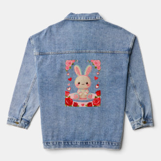 Veste En Jean Lapin au Crochet Doux & Roses
