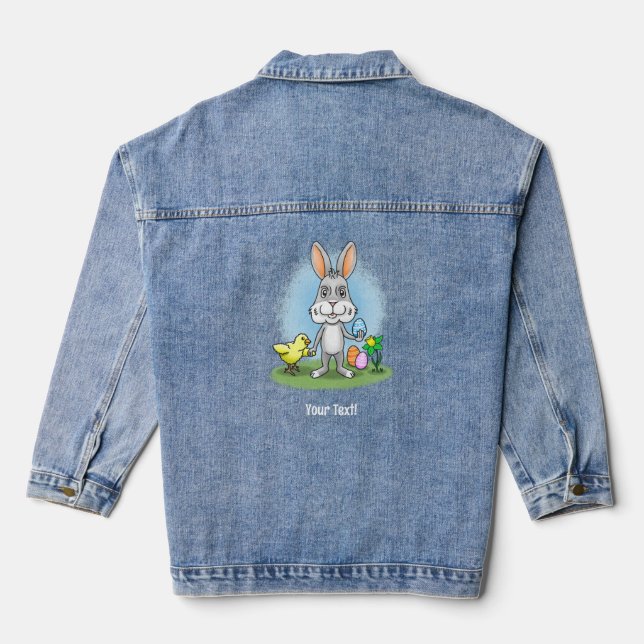 Veste En Jean Lapin de Pâques et Poussin Jaune (Verso)