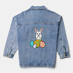 Veste En Jean Lapin de Pâques sur les oeufs de Pâques