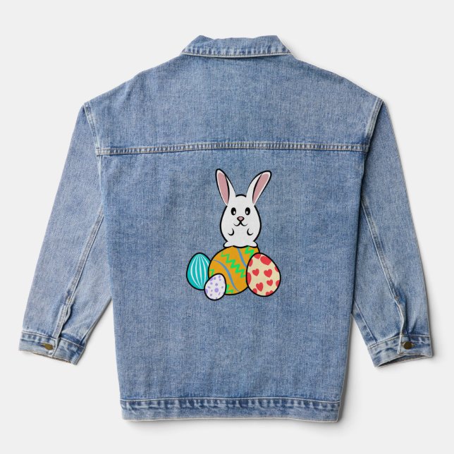 Veste En Jean Lapin de Pâques sur les oeufs de Pâques (Verso)