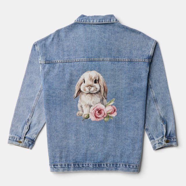 Veste En Jean Lapin Lapin Accumulé Rose Rose Rose (Verso)
