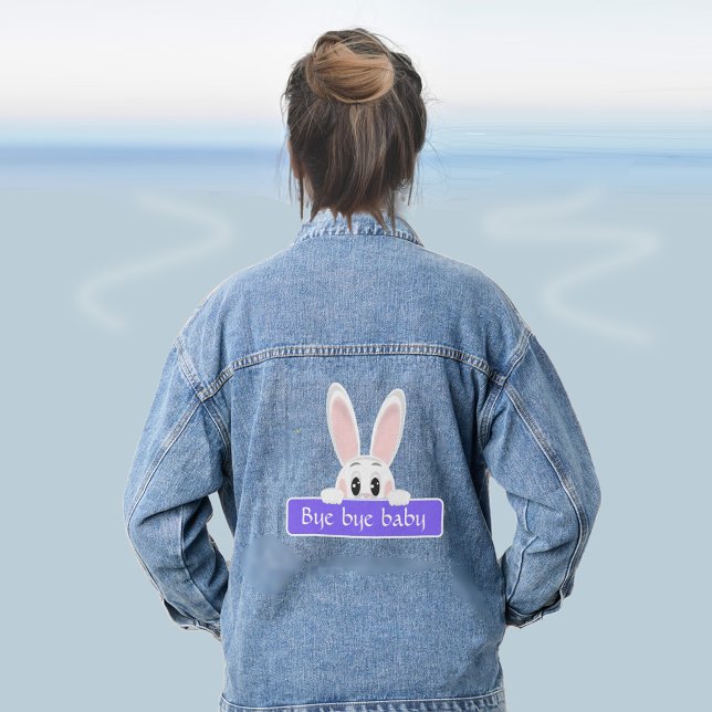 Veste En Jean Lapin mignon qui regarde avec message (Créateur téléchargé)