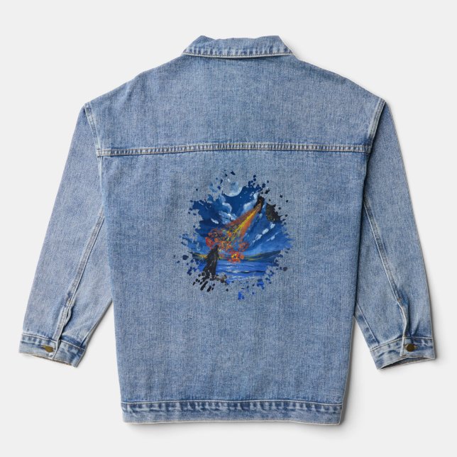 Veste En Jean Le dragon - Œuvre d'art faite main  (Verso)