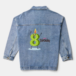 Veste En Jean Le grand numéro vert 8 avec un joyeux anniversaire