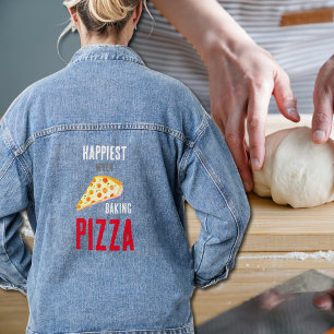 Veste En Jean Le plus heureux lors de la cuisson de la pizza