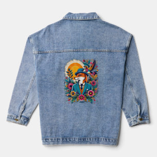 Veste En Jean Le renard Dapper et les fleurs colorées