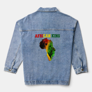 Veste En Jean Le roi d'Afrique Noir Mois de l'histoire Lion Afri