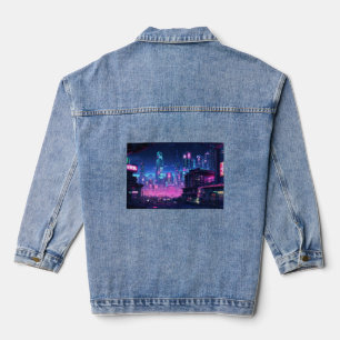 Veste En Jean Le toit de la ville de nuit de Cyberpunk