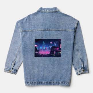 Veste En Jean Le toit de la ville de nuit de Cyberpunk