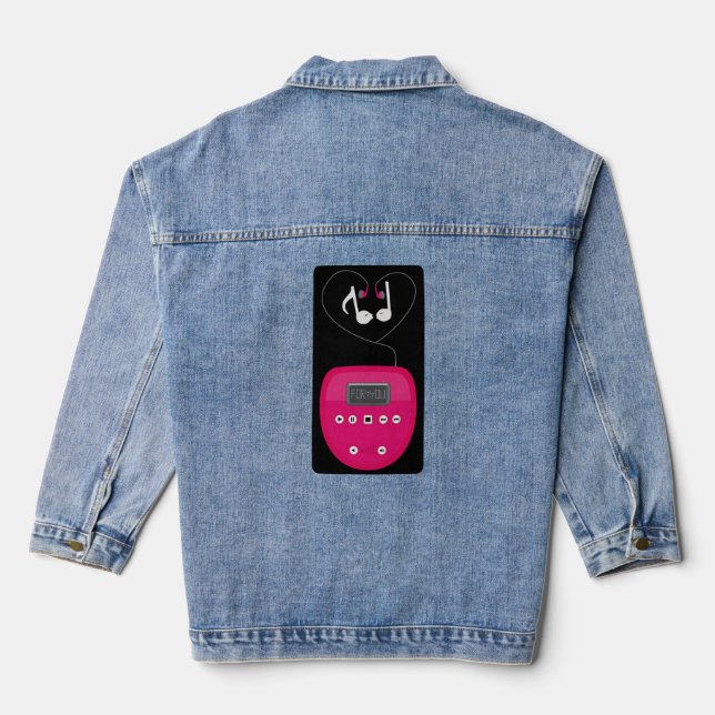 Veste En Jean Lecteur CD rose avec écouteurs s'embrassant (Verso)