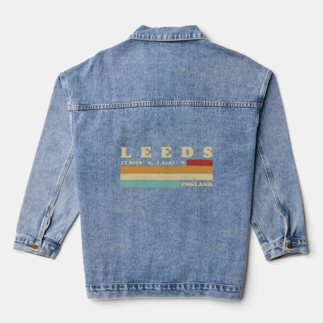 Veste En Jean Leeds Angleterre City Retro Longitude Latitude (Verso)