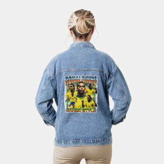 Veste En Jean Légende du football brésilien vintage 90s