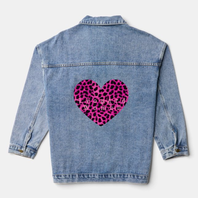 Veste En Jean Leopard heart print jacket  (Verso)