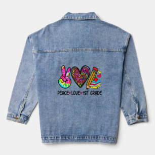 Veste En Jean Leopard Tie Dye Peace Love 1ère année Professeur S