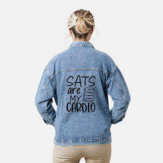 Veste En Jean Les chats sont mon cardio