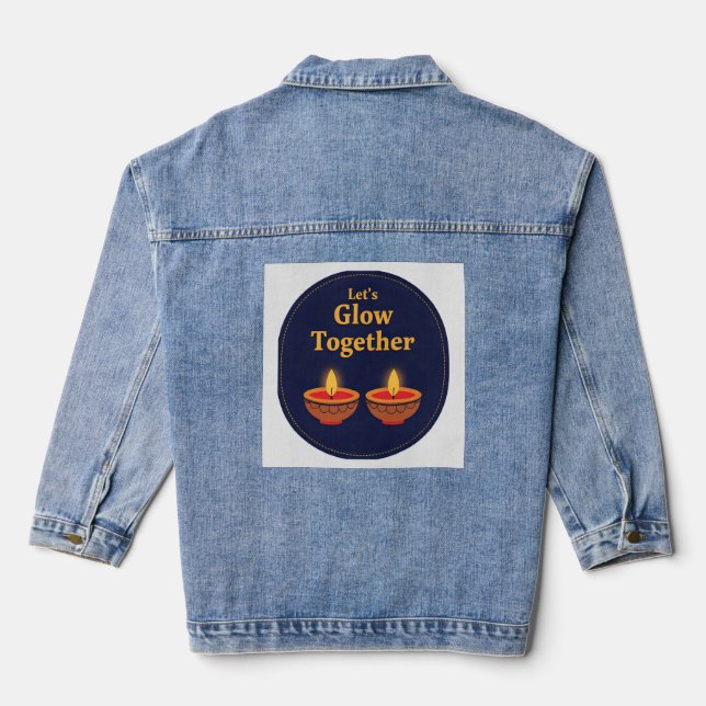 Veste En Jean Let’s Glow Together | Minimal Diwali Diya Design ✨ (Verso)