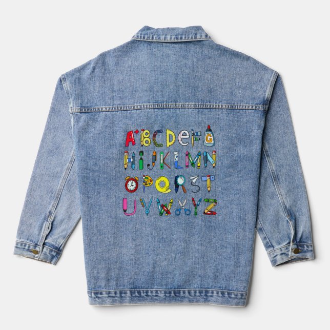 Veste En Jean Lettre Alphabet Abc Tops Graphiques Pour Enfants P (Verso)