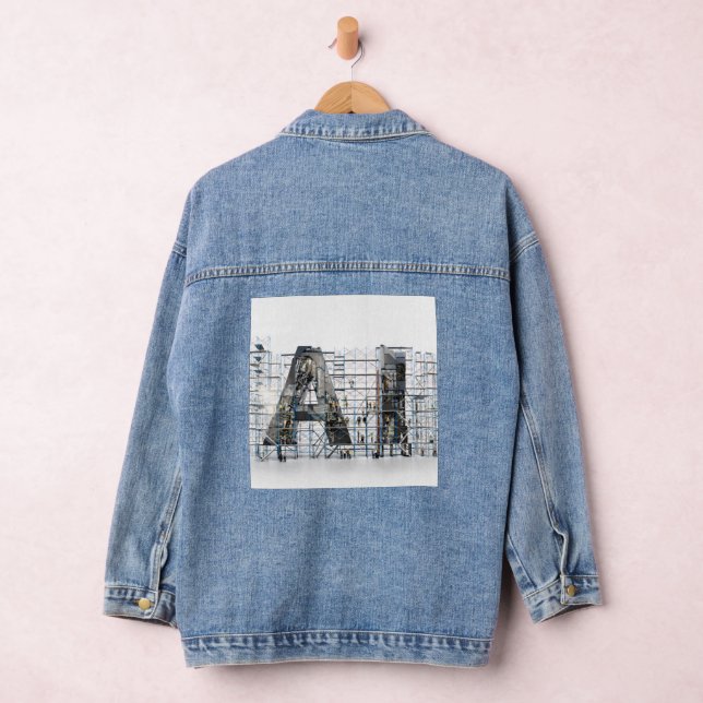 Veste En Jean Lettre Industrielle – IA (Hangar)