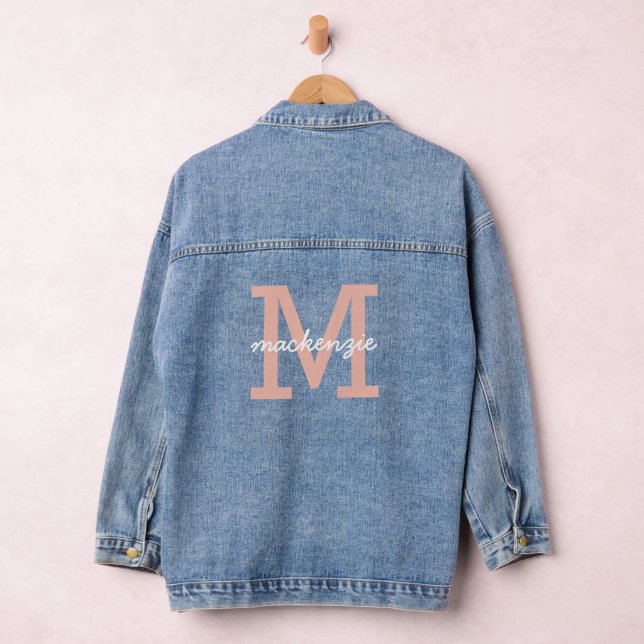 Veste En Jean Lettre initiale rose monogramme personnalisée (Hangar)
