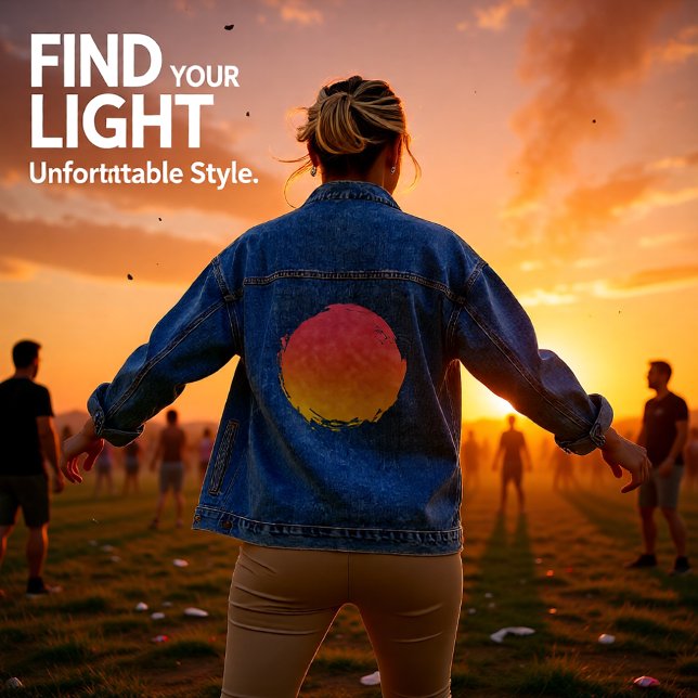 Veste En Jean Lever de soleil dans un ciel de barbe à papa (Créateur téléchargé)