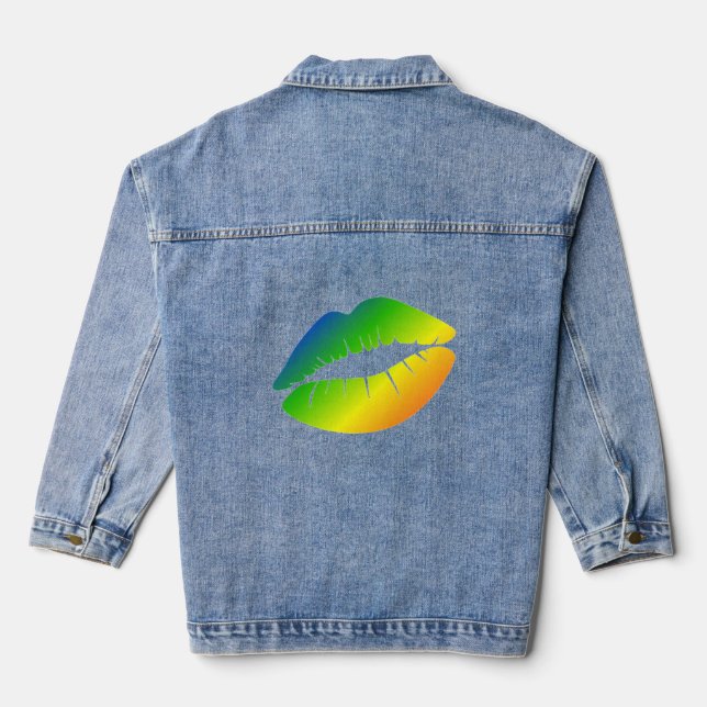Veste En Jean Lèvres arc-en-ciel (Verso)
